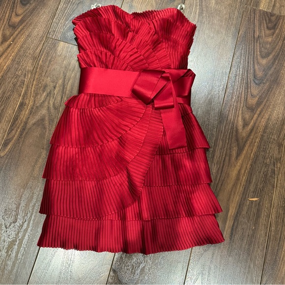 Marchesa Notte red Pleated dress with bow - Picture 4 of 6